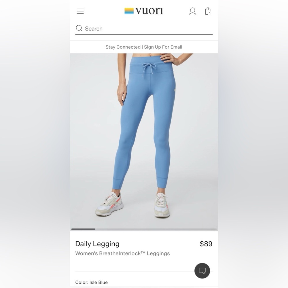 Vuori Daily Leggings- Size Small- Color Isle Blue